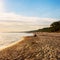 Beach sea line blue sky evening horizontal square