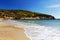 Beach and sea near autumn hill