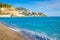 Beach and sea in Nice, Cote d\\\'Azur, French Riviera, France