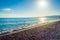 Beach and sea in Nice, Cote d\\\'Azur, French Riviera, France