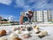 Beach and Sea Shells Lead to Sunning Young Woman