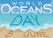 Beach and Sea View promoting World Oceans Day in June 8, Vector Illustration