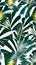 Beach Seamless Patterns with Tropical Vegetation illustration Artificial Intelligence artwork generated