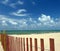 Beach seascape with sand fence