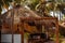 Beach shacks and vendors providing services and goods to tourists at Agonda Beach in Goa, India