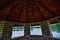 Beach shelter observation tower at backbone state park in iowa