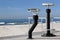 Beach shelters on the sea coast