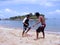 Beach soccer at beach resort