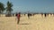 Beach soccer shot on goal on copacabana beach in rio