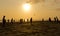 Beach soccer sunset in Indonesian beach