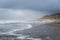 Beach of Sondervig near Hvide Sande on a cloudy winter day