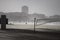 Beach in a stormy winter day