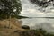 Beach at the stream Skelleftealven in Vasterbotten, Sweden