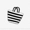 Beach striped womens bag icon isolated on transparent background.