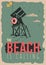 Beach Summer Poster Design With Beach Lifeguard Rescue Tower Illustration.