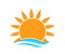 Beach sun rising logo icon vector