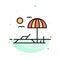 Beach, Sunbed, Vacation Abstract Flat Color Icon Template