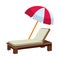 Beach sunchair and umbrella cartoon