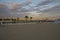 The beach at sunset in Cannes, France