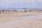 The beach in Surfers Paradise on an overcast day with golden san