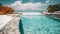 beach swimming pool with horizon background