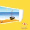 Beach with tearing paper color vector illustration