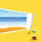 Beach with tearing paper vector illustration
