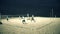 Beach tennis game at night on copacabana beach in Rio