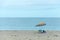 Beach tent with a umbrella on the Armacao Beach, Florianopolis,