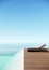 Beach Terrace Modern Luxury Villa Hotel with Swimming Pool, Sea and Sky view, 3D Rendering vertical