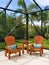 Beach-Themed Poolside Furniture in Backyard