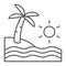 Beach thin line icon, travel and vacation, sea sign, vector graphics, a linear pattern on a white background.