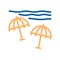 Beach thin line icon. Vector summer minimal geometric illustration with sun umbrellas