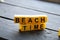 Beach time creative concept, yellow lettering lettering