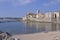 Beach and town of Antibes in France