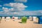 Beach with a traditional seats on the German North Sea island