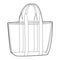 Beach Transparent Tote silhouette bag. Fashion accessory technical illustration. Vector satchel front 3-4 view for Men