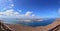 Beach with transperent water, panoramic shot. Lanzarote, Canary Islands, Spain