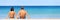 Beach travel banner - romantic couple relaxing