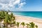 Beach travel Caribbean vacation landscape of Puerto Rico background. Isla Verde in San Juan, Latin America island