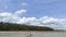 Beach, trees, cloud and blue sky