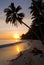 The beach on the tropical island. Dawn. Indonesia. Indian Ocean.