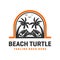 Beach turtle logo design template