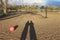 Beach with two people shadow