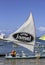 Beach with typical sail boats of northeast Brazil