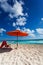 Beach umbrella and chair