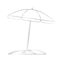 Beach umbrella coloring with a starfish, vector sketch, outline