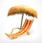 Beach umbrella and lounge chair