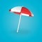 Beach Umbrella Red and White. Vector illustration.