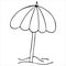 Beach umbrella for summer vacation, vector doodle element, coloring